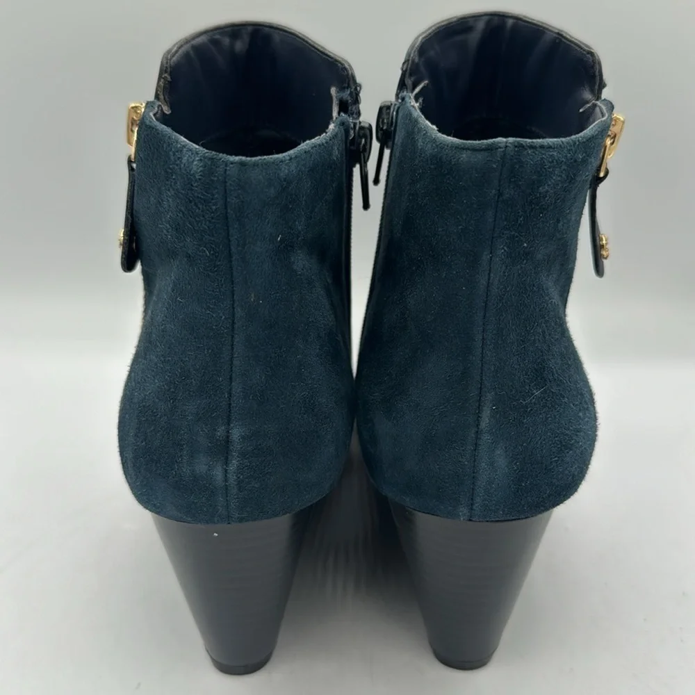 Isaac MixrahiLive! Blue Suede/Leather booties Sz 10 New without box